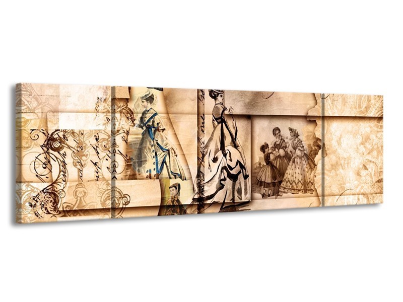 Glas schilderij Vrouw | Bruin, Sepia | 170x50cm 3Luik
