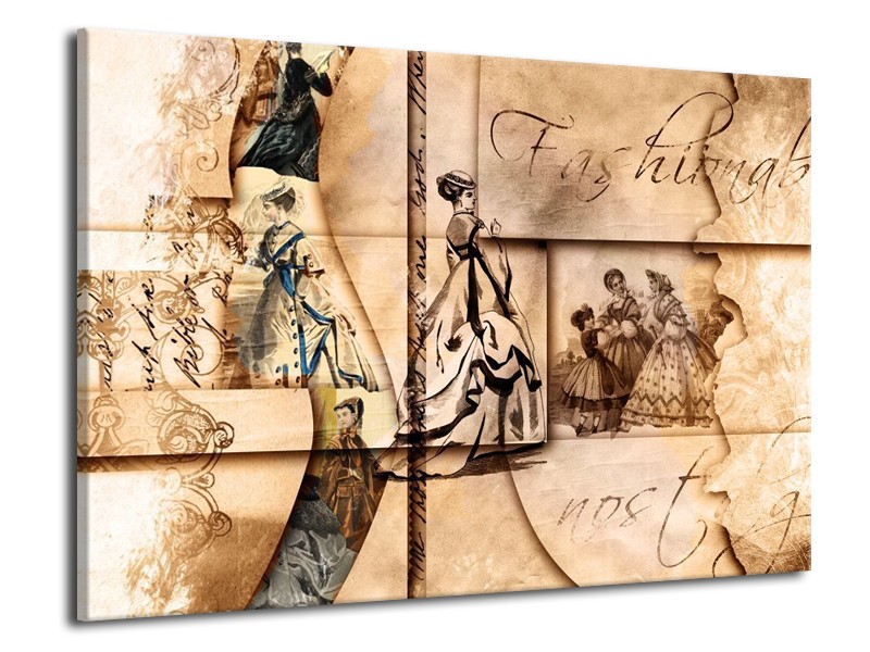 Canvas schilderij Vrouw | Bruin, Sepia | 70x50cm 1Luik