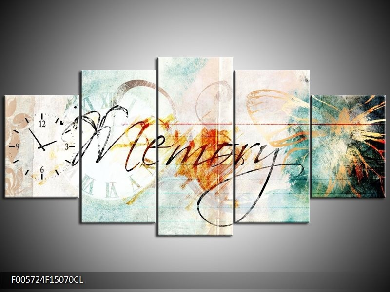 Klok schilderij Art | Wit, Blauw | 150x70cm 5Luik