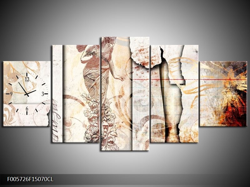 Klok schilderij Angel | Crème, Wit | 150x70cm 5Luik