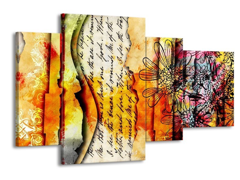 Glas schilderij Art | Geel, Oranje | 120x75cm 4Luik