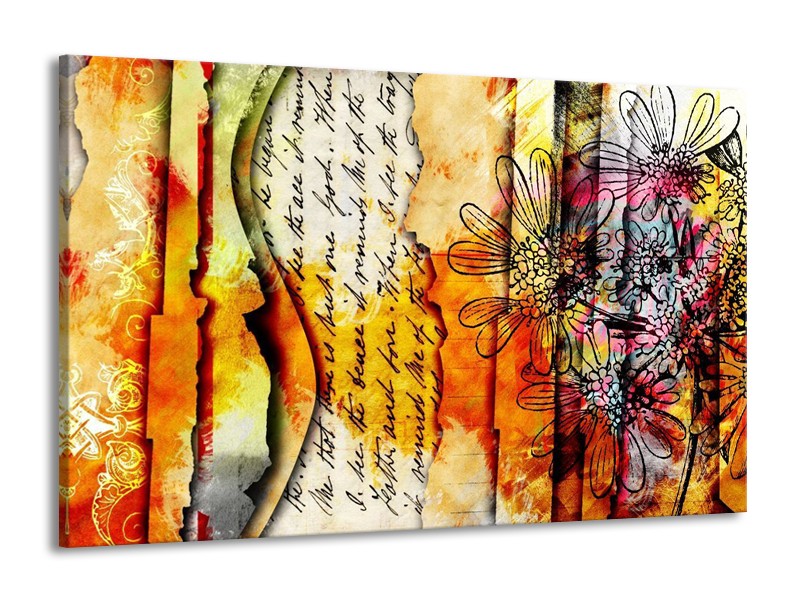 Canvas schilderij Art | Geel, Oranje | 140x90cm 1Luik