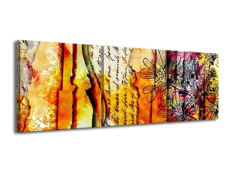Glas schilderij Art | Geel, Oranje | 150x50cm 3Luik
