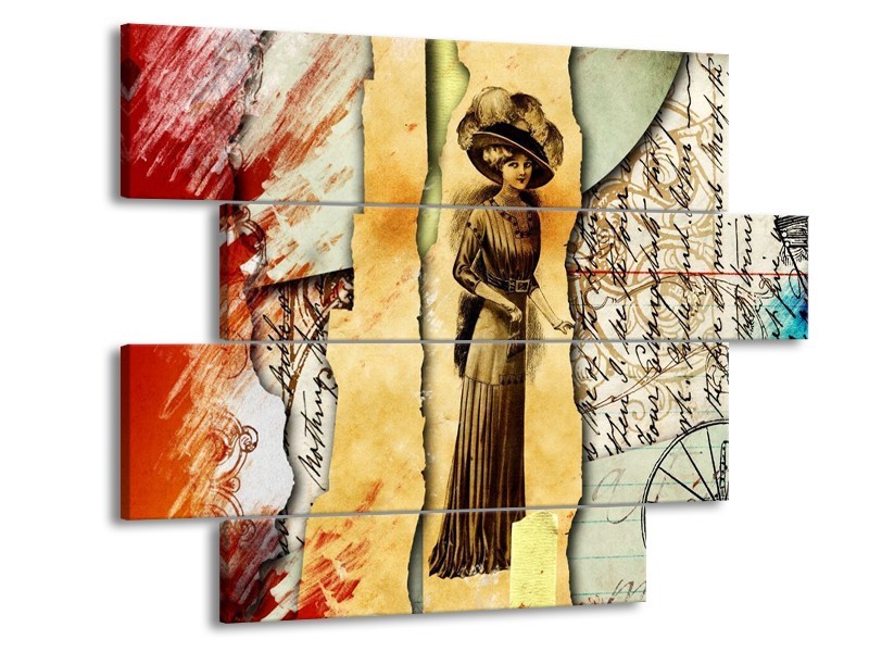 Glas schilderij Vrouw | Bruin, Rood | 115x85cm 4Luik