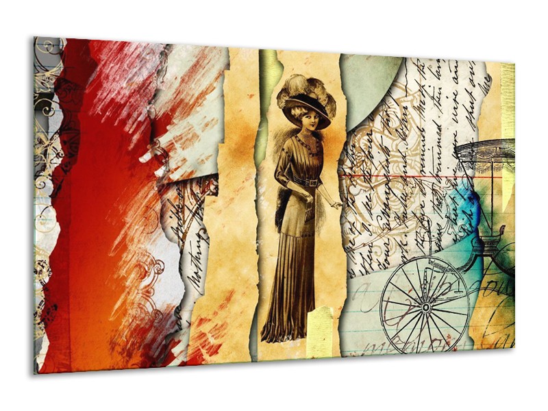 Glas schilderij Vrouw | Bruin, Rood | 120x70cm 1Luik