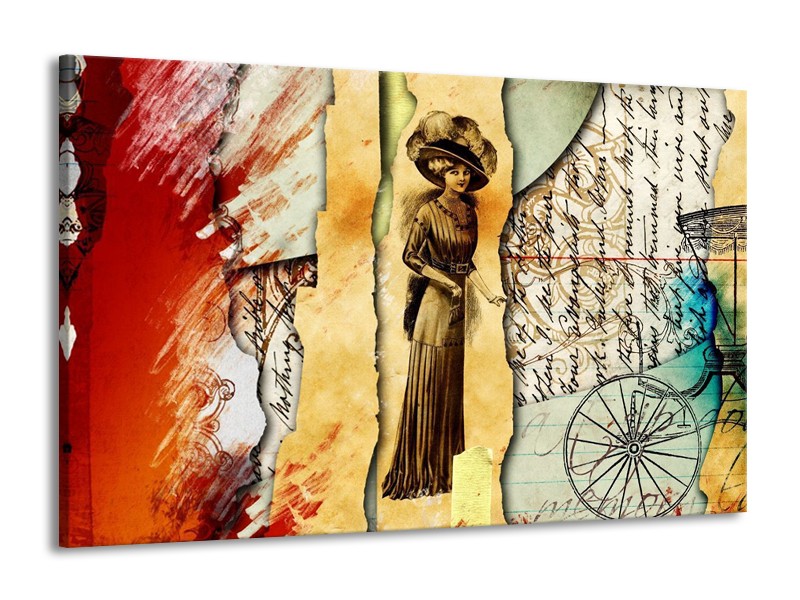 Canvas schilderij Vrouw | Bruin, Rood | 140x90cm 1Luik