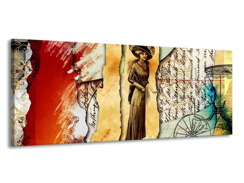 Glas schilderij Vrouw | Bruin, Rood | 145x58cm 1Luik