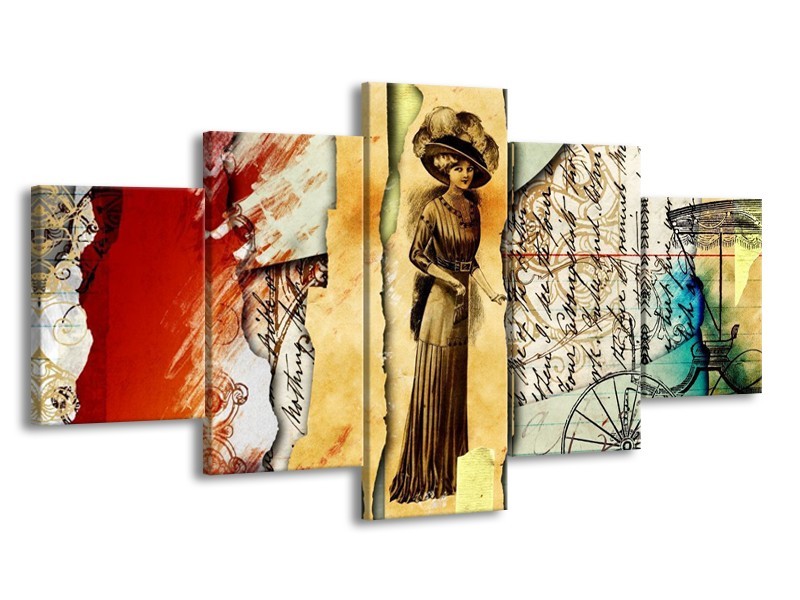 Glas schilderij Vrouw | Bruin, Rood | 150x80cm 5Luik