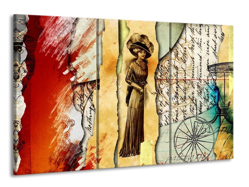 Glas schilderij Vrouw | Bruin, Rood | 165x100cm 3Luik