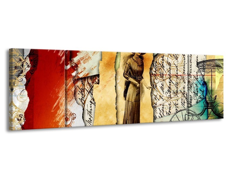 Glas schilderij Vrouw | Bruin, Rood | 170x50cm 3Luik