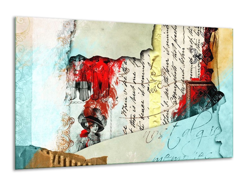 Glas schilderij Art | Rood, Crème | 120x70cm 1Luik