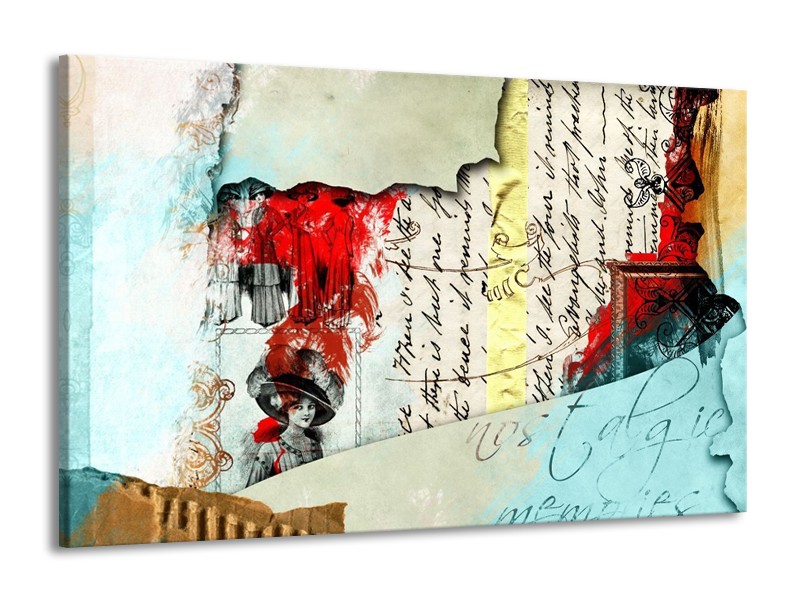 Canvas schilderij Art | Rood, Crème | 140x90cm 1Luik