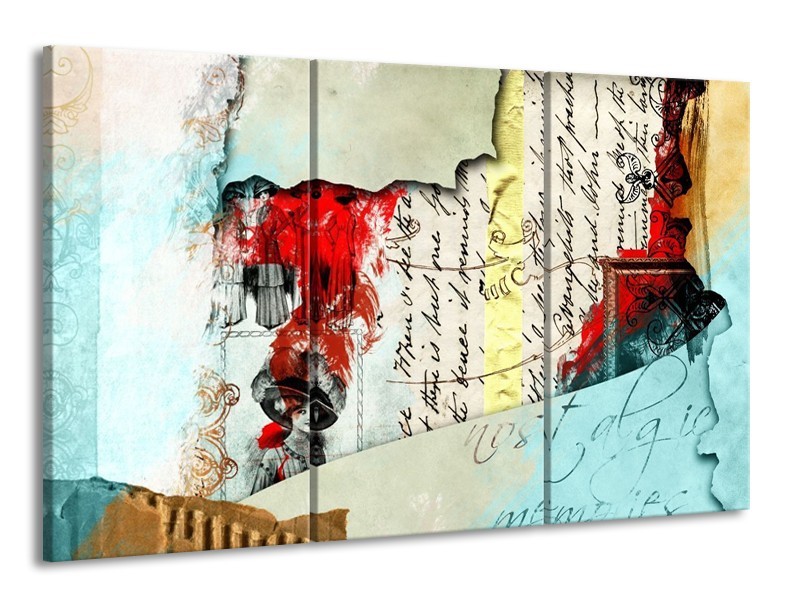 Glas schilderij Art | Rood, Crème | 165x100cm 3Luik