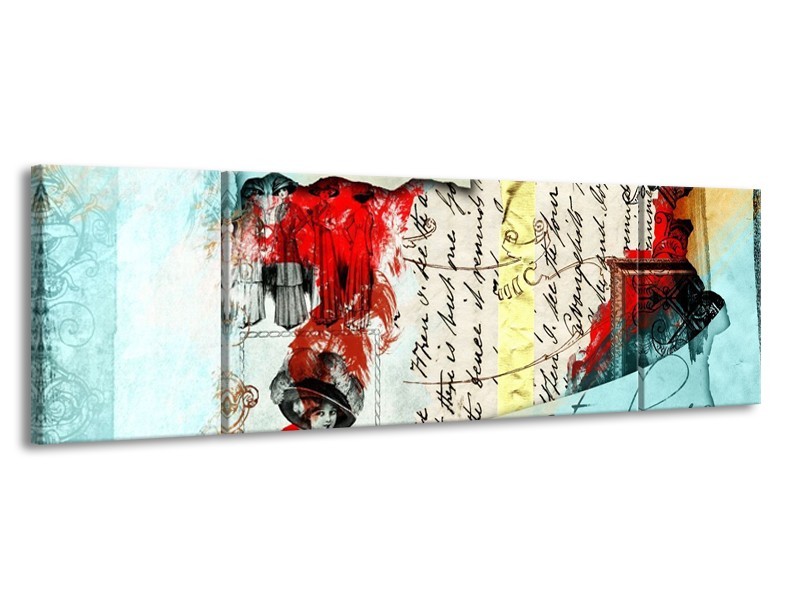 Glas schilderij Art | Rood, Crème | 170x50cm 3Luik