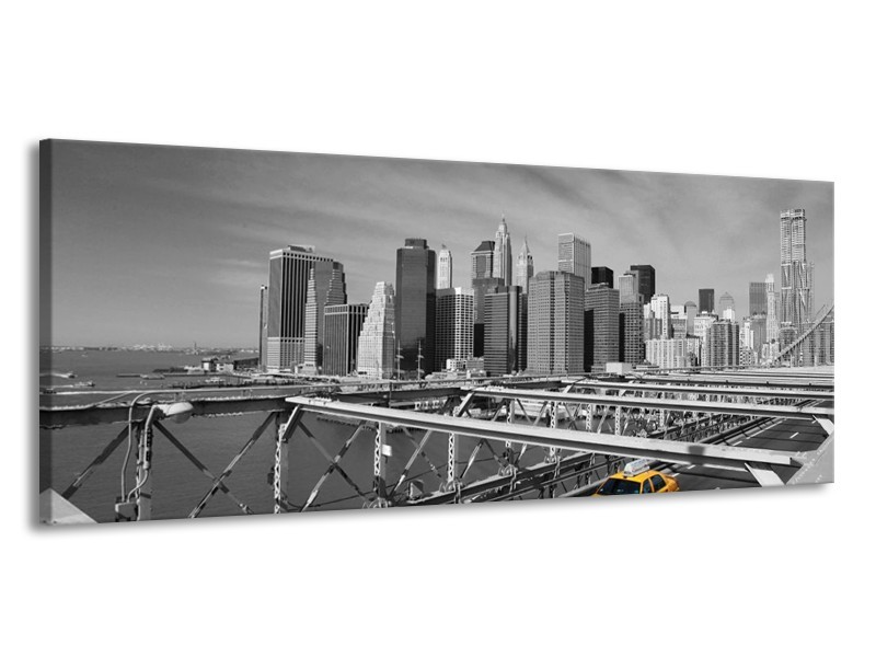 Glas schilderij Gebouw | Grijs, Geel | 145x58cm 1Luik