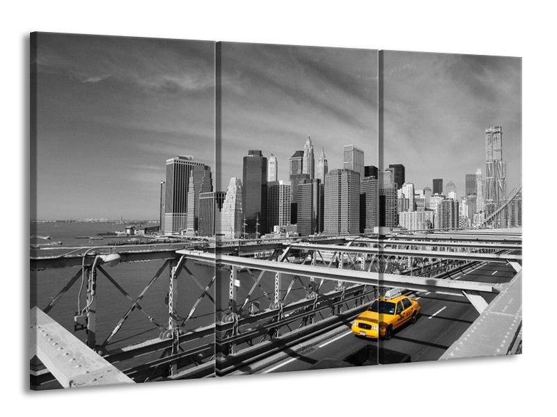 Canvas schilderij Gebouw | Grijs, Geel | 165x100cm 3Luik