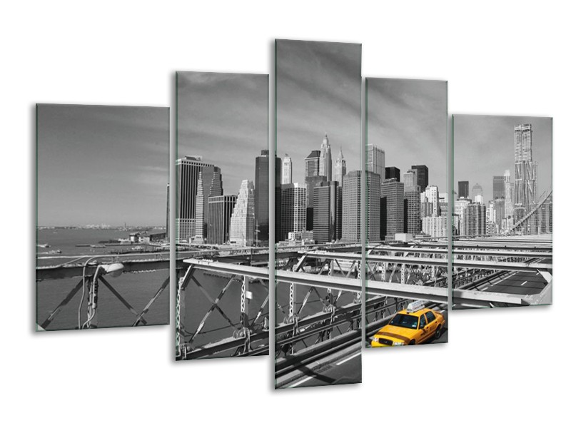 Canvas schilderij Gebouw | Grijs, Geel | 170x100cm 5Luik