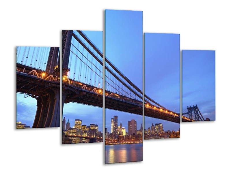 Glas schilderij New York | Blauw | 100x70cm 5Luik