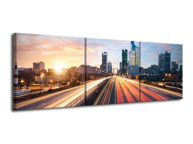 Canvas schilderij Weg | Blauw, Rood | 120x40cm 3Luik