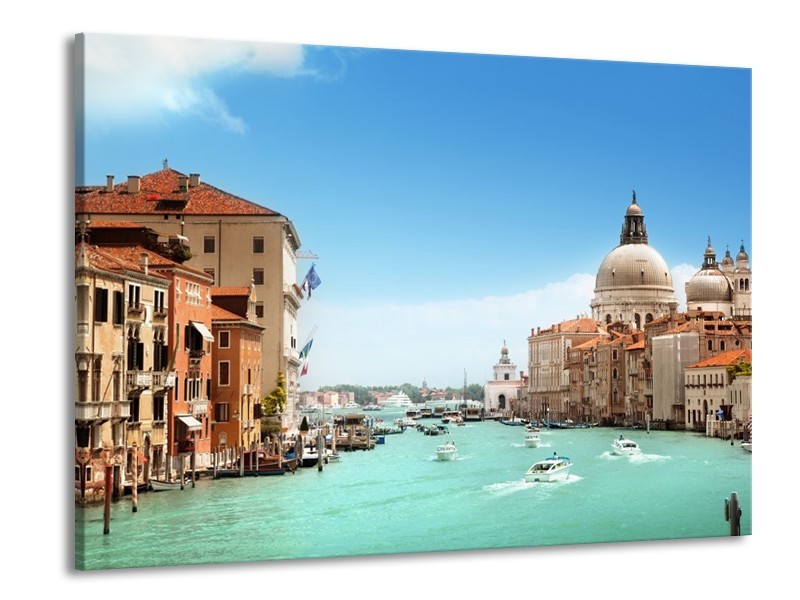 Glas schilderij Venetie | Blauw, Crème | 100x70cm 1Luik