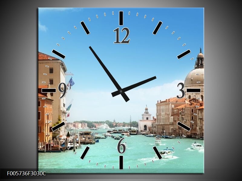 Klok schilderij Venetie | Blauw, Crème | 30x30cm 1Luik