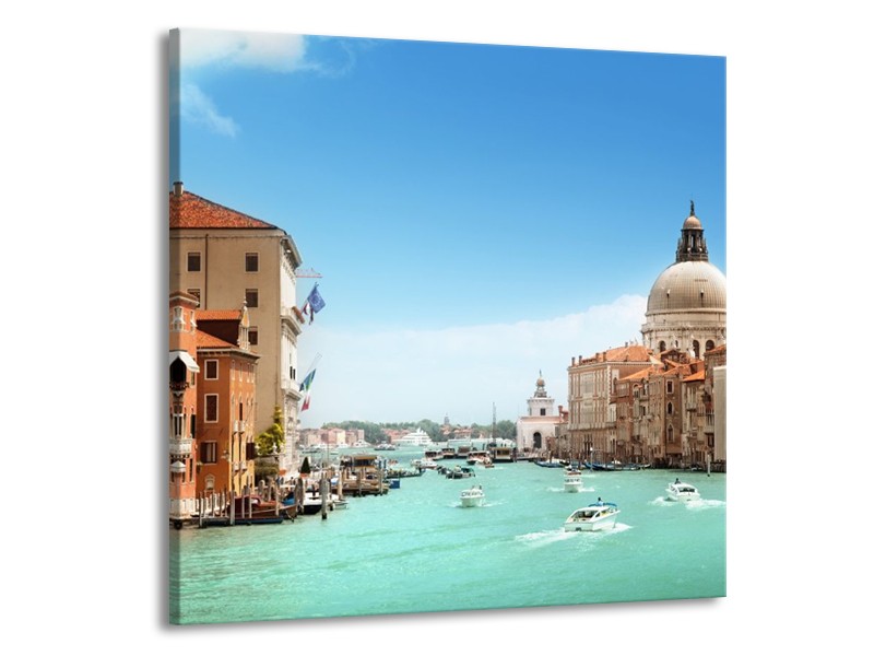 Canvas schilderij Venetie | Blauw, Crème | 70x70cm 1Luik