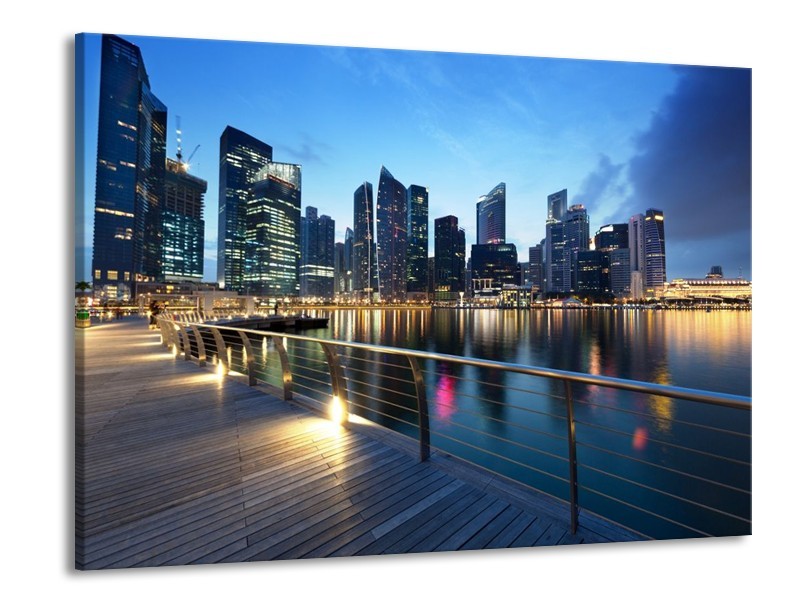 Glas schilderij Gebouw | Blauw | 100x70cm 1Luik