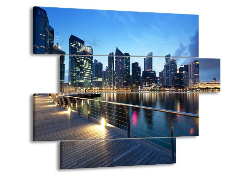 Glas schilderij Gebouw | Blauw | 115x85cm 4Luik