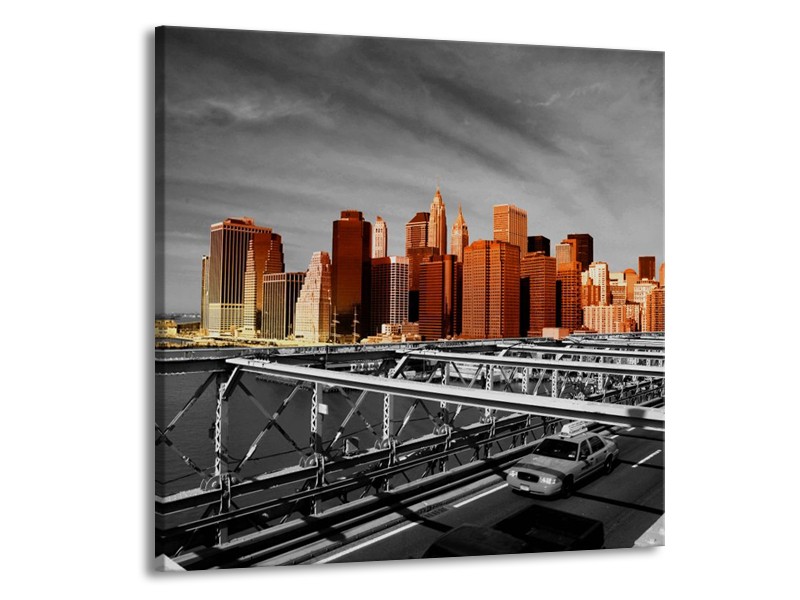 Canvas schilderij New York | Oranje, Grijs, Zwart | 70x70cm 1Luik
