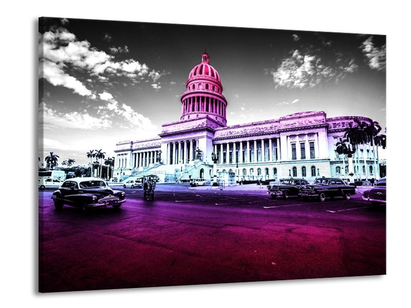 Glas schilderij Gebouw | Paars, Zwart | 100x70cm 1Luik