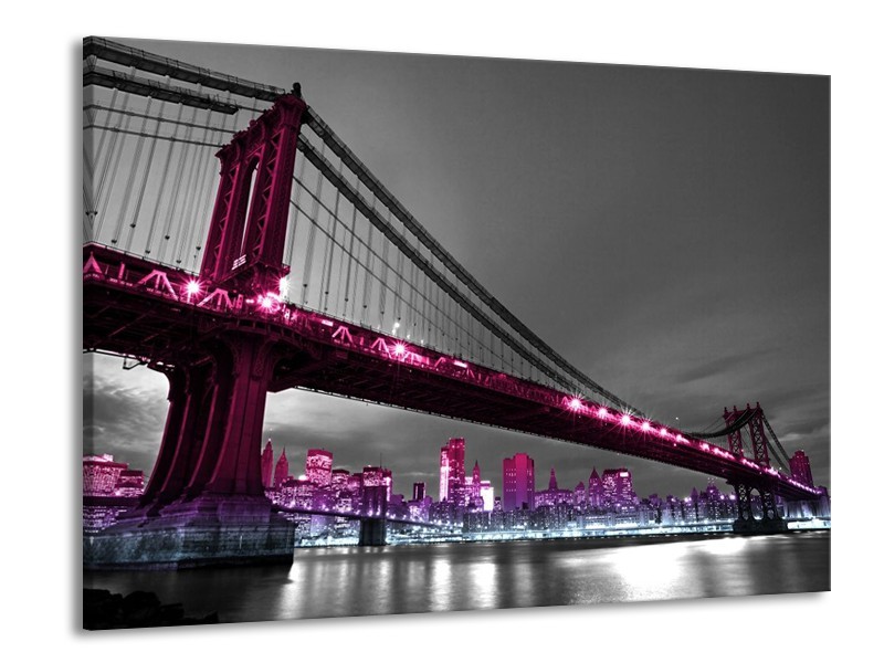 Glas schilderij Brug | Paars, Grijs, Zwart | 100x70cm 1Luik