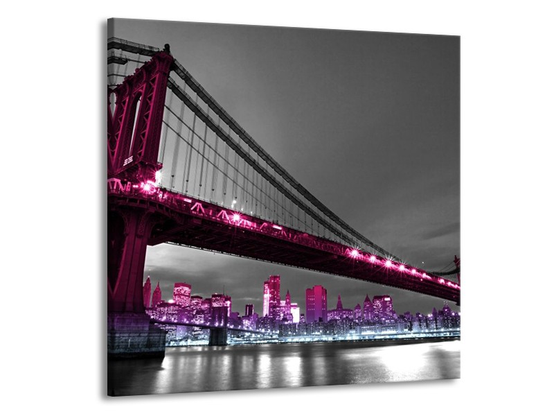 Canvas schilderij Brug | Paars, Grijs, Zwart | 70x70cm 1Luik