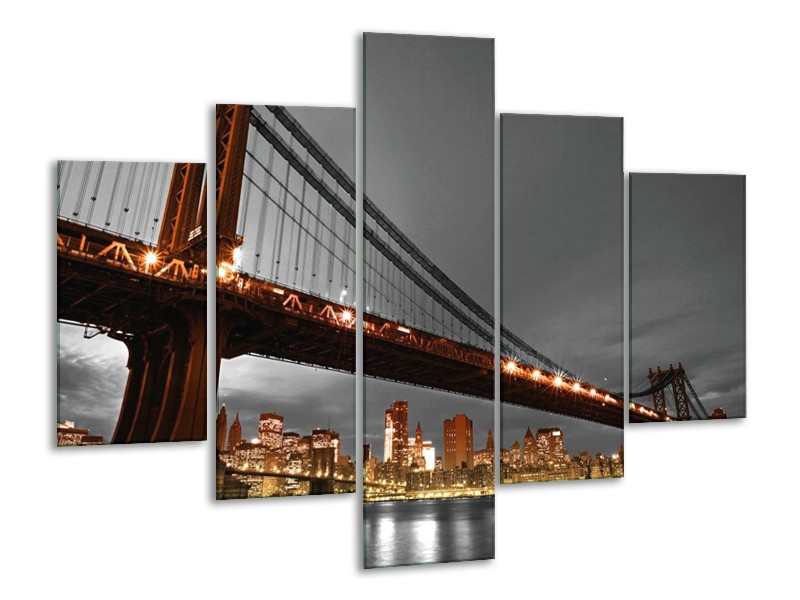 Glas schilderij Brug | Oranje, Grijs | 100x70cm 5Luik