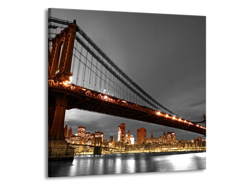 Canvas schilderij Brug | Oranje, Grijs | 70x70cm 1Luik