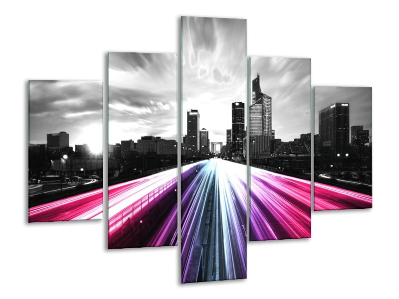 Glas schilderij Weg | Paars, Roze, Zwart | 100x70cm 5Luik