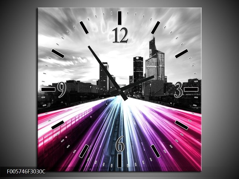 Klok schilderij Weg | Paars, Roze, Zwart | 30x30cm 1Luik