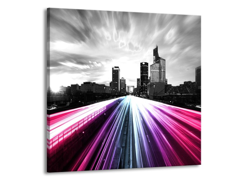 Canvas schilderij Weg | Paars, Roze, Zwart | 70x70cm 1Luik