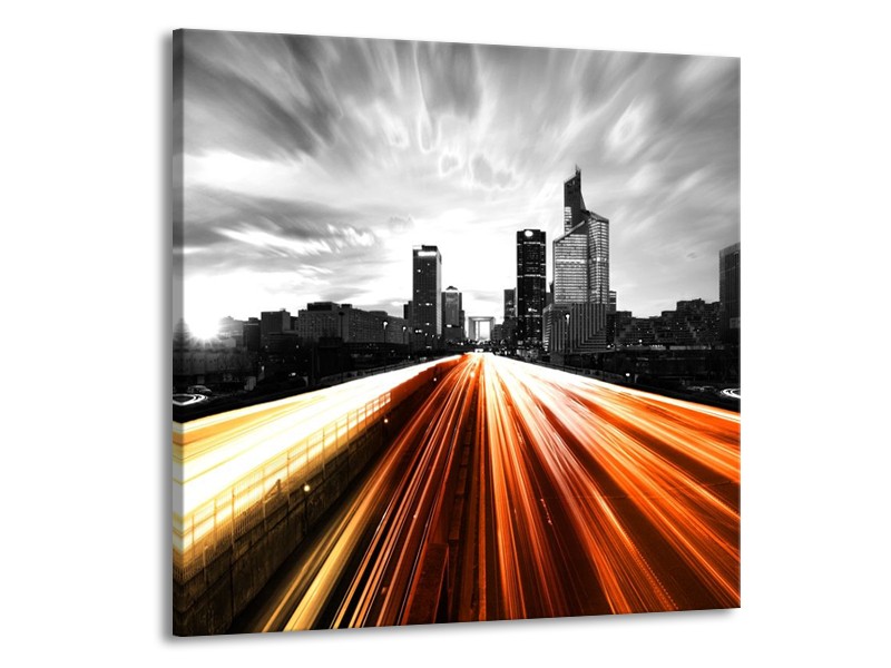Canvas schilderij Weg | Bruin, Oranje, Zwart | 70x70cm 1Luik