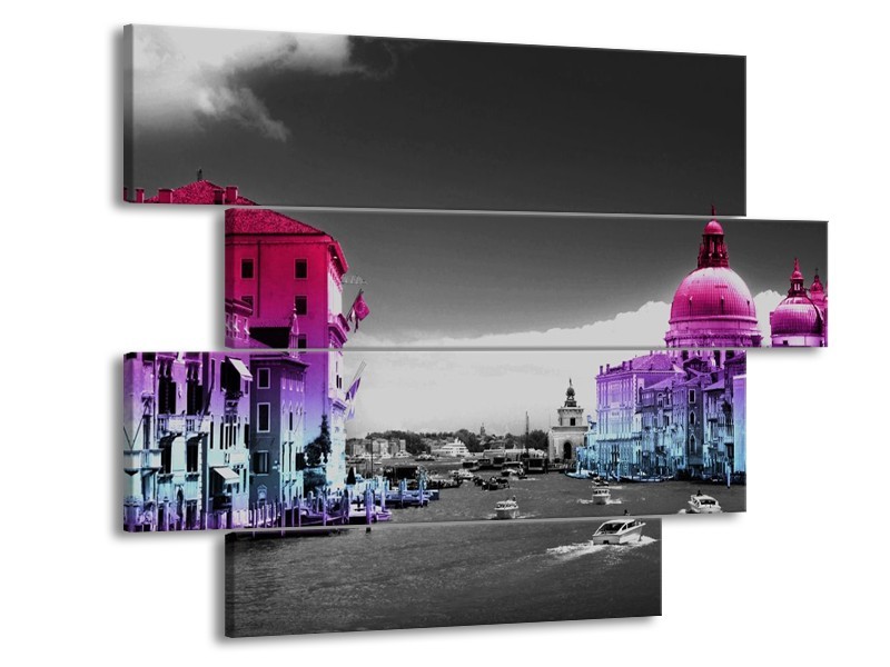 Glas schilderij Venetie | Paars, Zwart | 115x85cm 4Luik