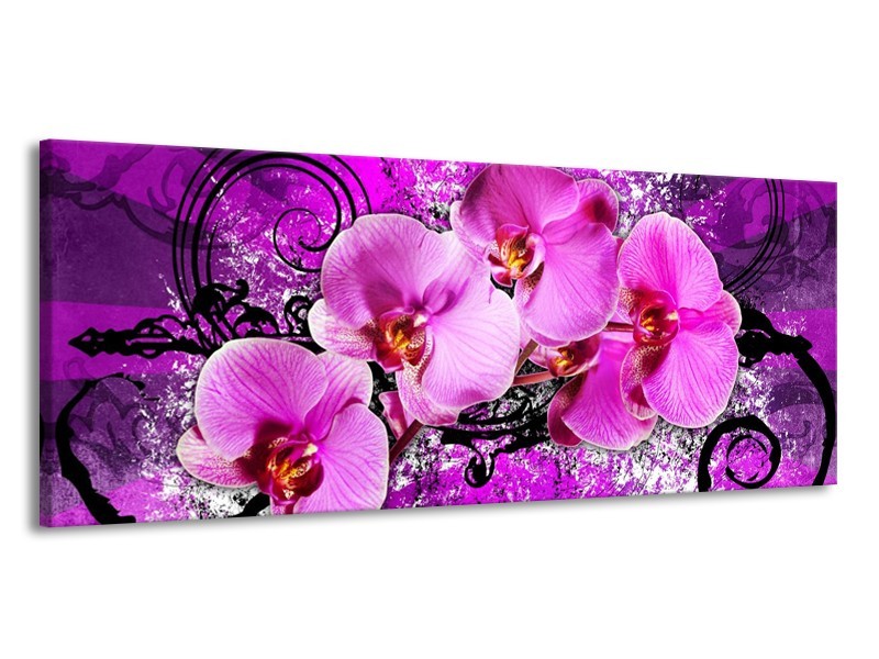 Canvas schilderij Orchidee | Paars | 145x58cm 1Luik