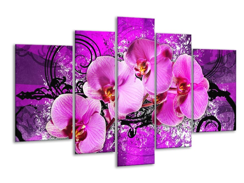 Canvas schilderij Orchidee | Paars | 170x100cm 5Luik