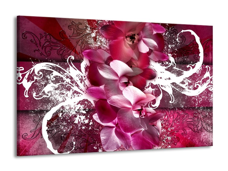 Glas schilderij Orchidee | Roze, Wit | 140x90cm 1Luik