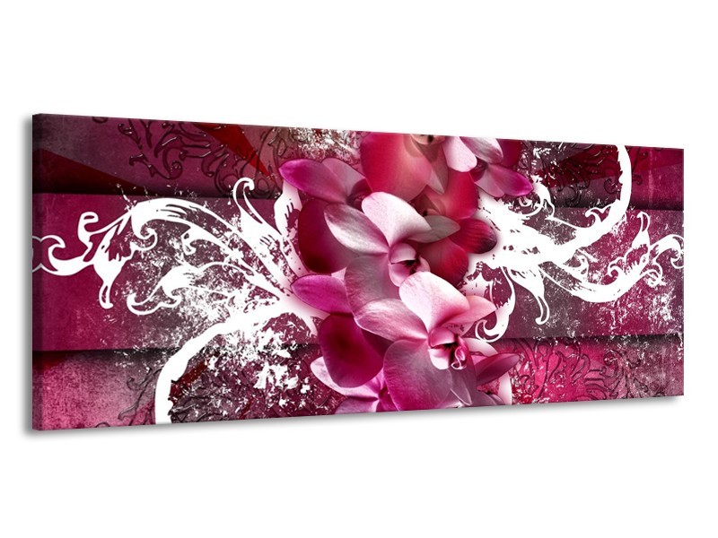 Canvas schilderij Orchidee | Roze, Wit | 145x58cm 1Luik