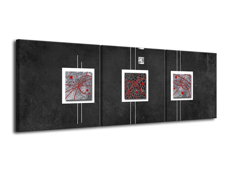Canvas schilderij Vierkant | Grijs, Zwart, Rood | 120x40cm 3Luik