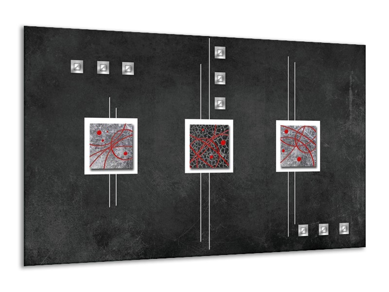 Canvas schilderij Vierkant | Grijs, Zwart, Rood | 120x70cm 1Luik