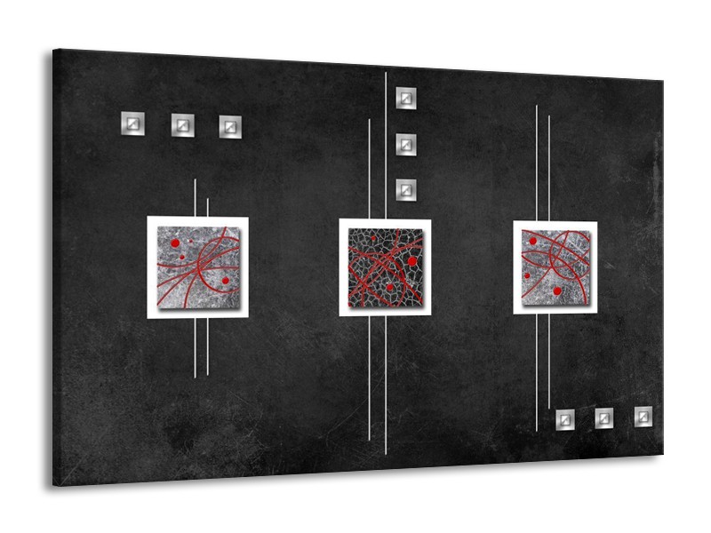 Canvas schilderij Vierkant | Grijs, Zwart, Rood | 140x90cm 1Luik