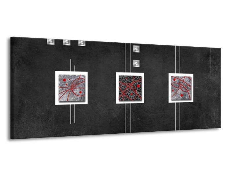 Glas schilderij Vierkant | Grijs, Zwart, Rood | 145x58cm 1Luik