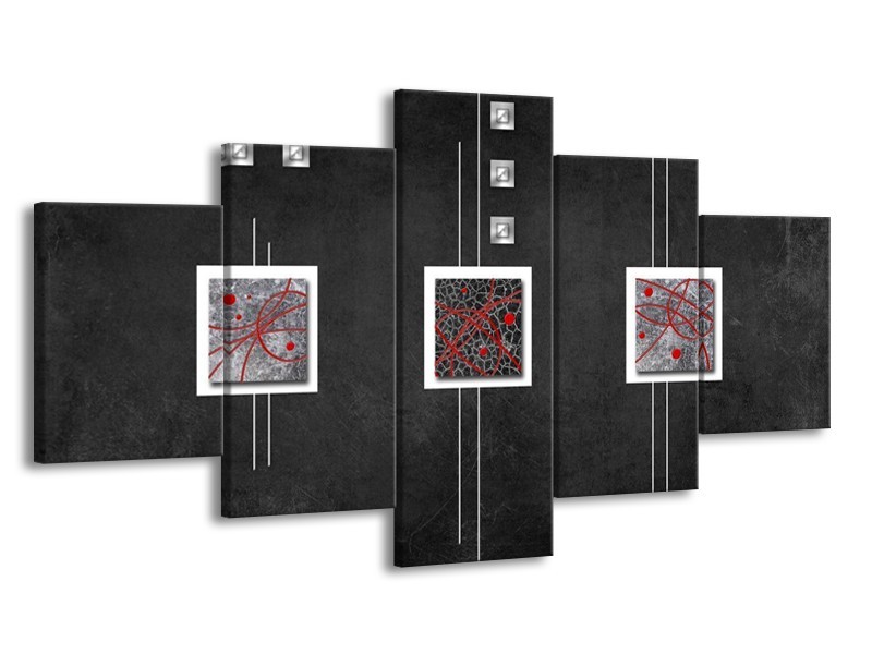 Glas schilderij Vierkant | Grijs, Zwart, Rood | 150x80cm 5Luik