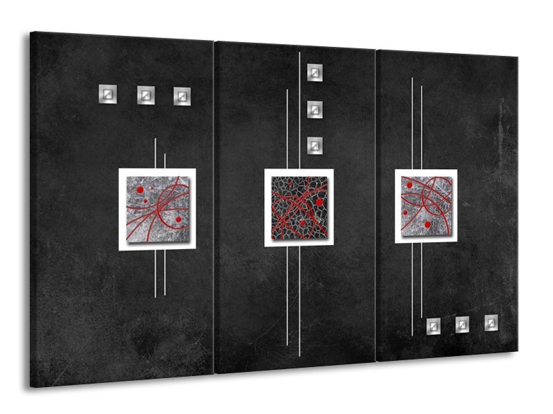 Glas schilderij Vierkant | Grijs, Zwart, Rood | 165x100cm 3Luik