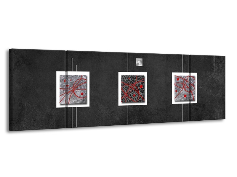 Glas schilderij Vierkant | Grijs, Zwart, Rood | 170x50cm 3Luik